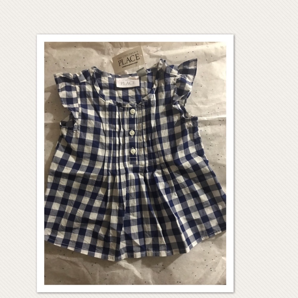 Toddler girls Navy/white plaid top
